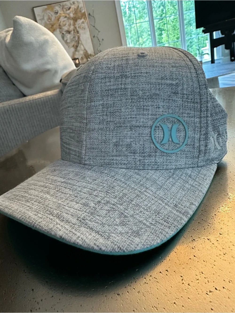 Nike Dri-Fit Hurley Gray Heathered Cap with Teal Trim